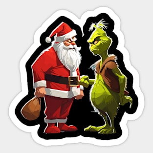 Santa vs Grinch Sticker